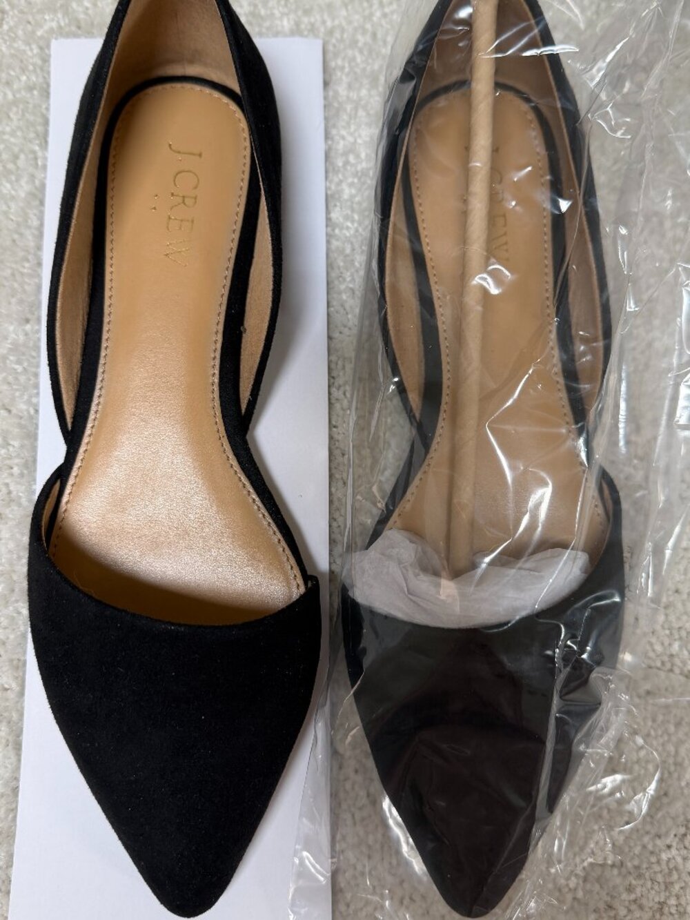 J Crew Women's Black Sueded Zoe D'Orsay Pointed Flats Size 7 M New in Box